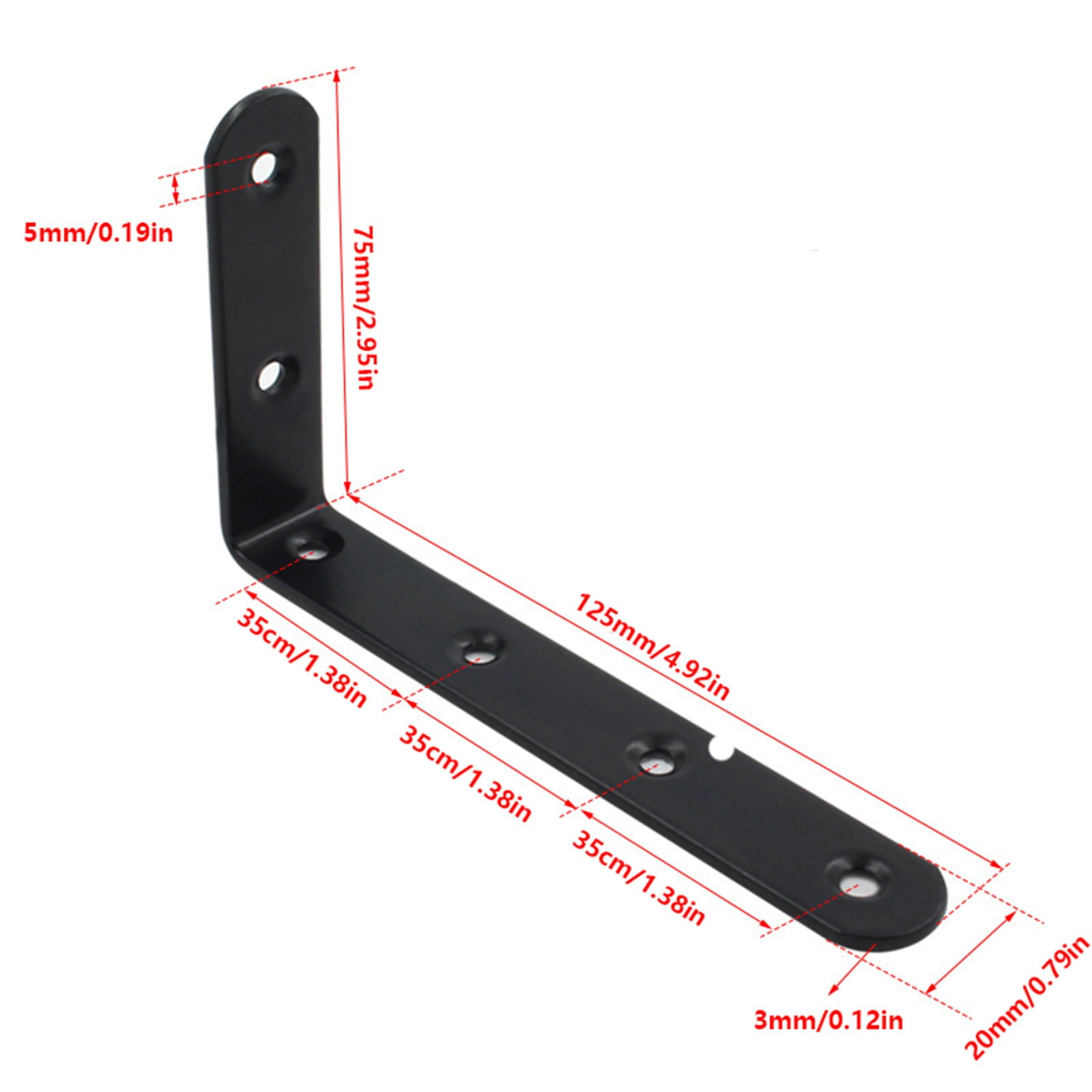 CSSJKYJ 6PCS Corner Brace Shelf Bracket Heavy Duty Black Steel L Corner Brace, Decorative Joint Angle Bracket for Shelf 5 InchX3 Inch Shelves Wall Hanging Bracket with Screws