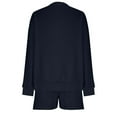 thumbnail image 3 of Wowcloth Women's Fashion Round Neck Long Sleeve Solid Leisure Top and Shorts Set (1 Top + 1 Pants) Two-Piece Set, 3 of 5