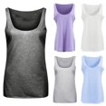 thumbnail image 3 of Joernso Women Casual Solid Color Sleeveless Low-cut Neck Tank Top Loose Cotton Vest, 3 of 8