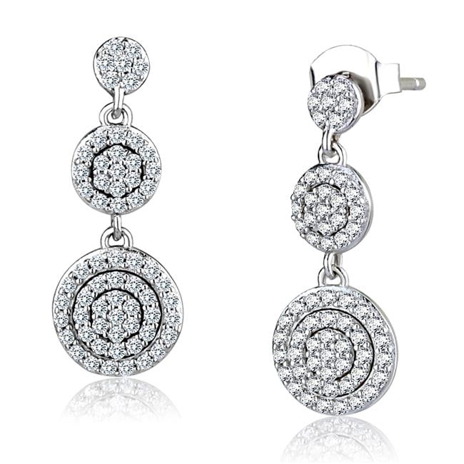 Women Rhodium 925 Sterling Silver Earrings with AAA Grade CZ in Clear