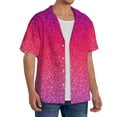 thumbnail image 2 of Yiaed Light Purple Glitter Print Mens Casual Wrinkle Free Shirts Short Sleeve Button Down Summer Stretch Dress Shirt-Small, 2 of 5