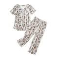 thumbnail image 1 of Kcodviy Ensemble de Pyjama pour Femmes Court Deux Mignon Ensemble de Pyjama pour Femmes Haut à Manches Pantalon Capri Robes de Pyjama pour Femmes Tenue de Nuit Grande Taille, 1 of 6
