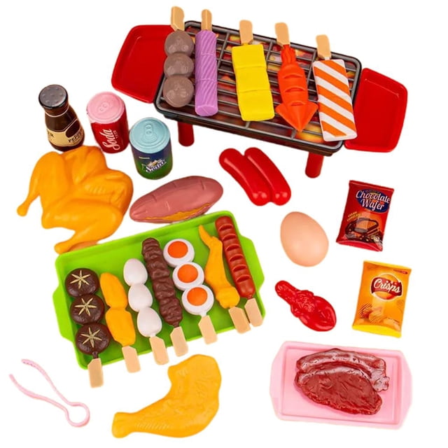 Juego de simulación de barbacoa para niños, utensilios de cocina y comida, juego de rol, juguetes educativos para jugar a las casitas