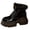 Black, variant on Women's Goth Platform Chunky Heel Combat Ankle Boots Punk Autumn Winter Warm Plush PU Leather Thick Sole Lace Up Biker Boots (White, 7)