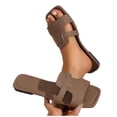 thumbnail image 5 of KIJBLAE Women's Wrap Cross Strap Single Band Flat Sandals, Wide Width Open Toe Non Slip Casual Beach Slippers for Summer Brown 43, 5 of 7