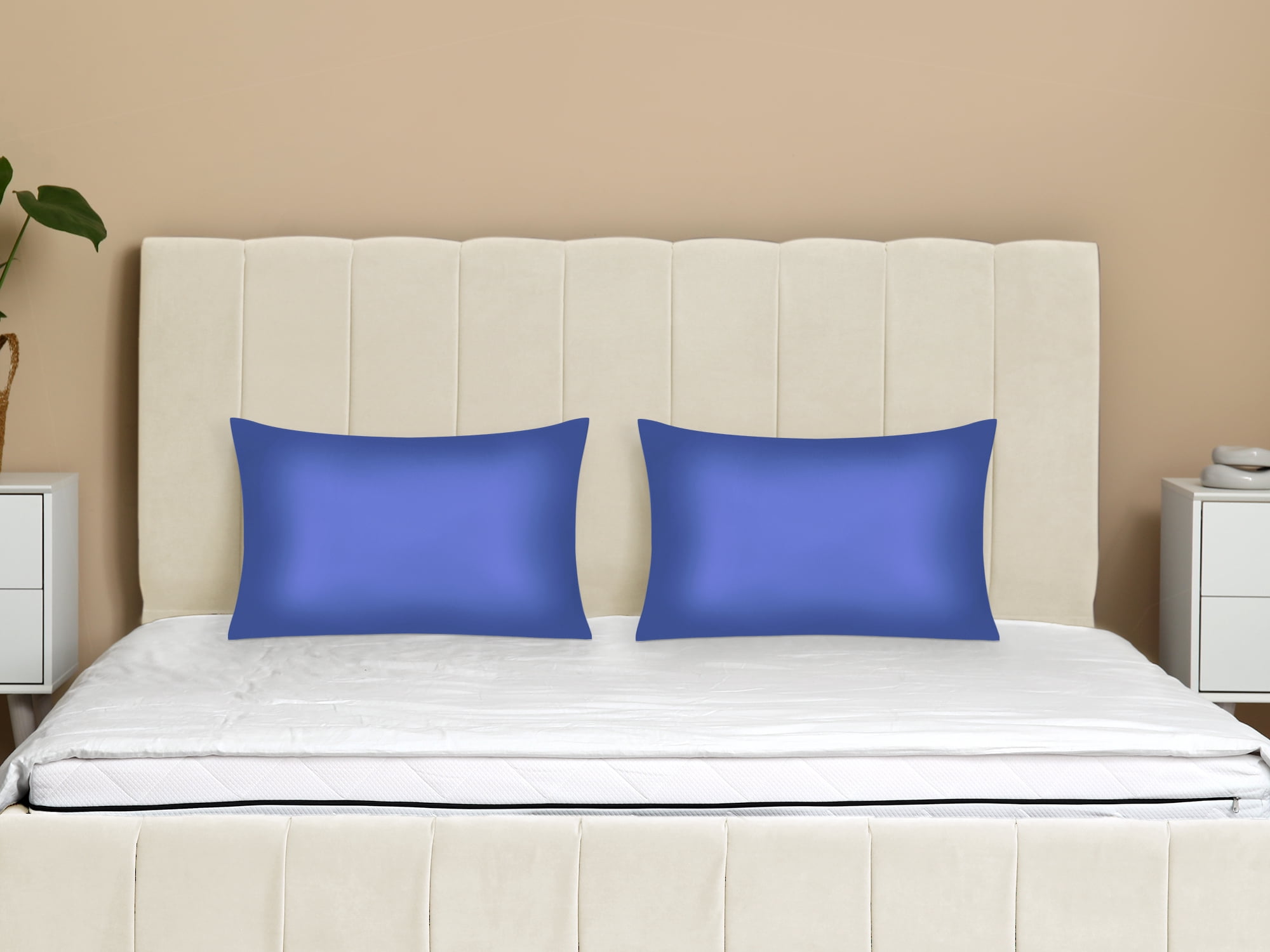 Unique Bargains Satin Pillow Case Cooling Pillowcases with Envelope Closure Standard Navy