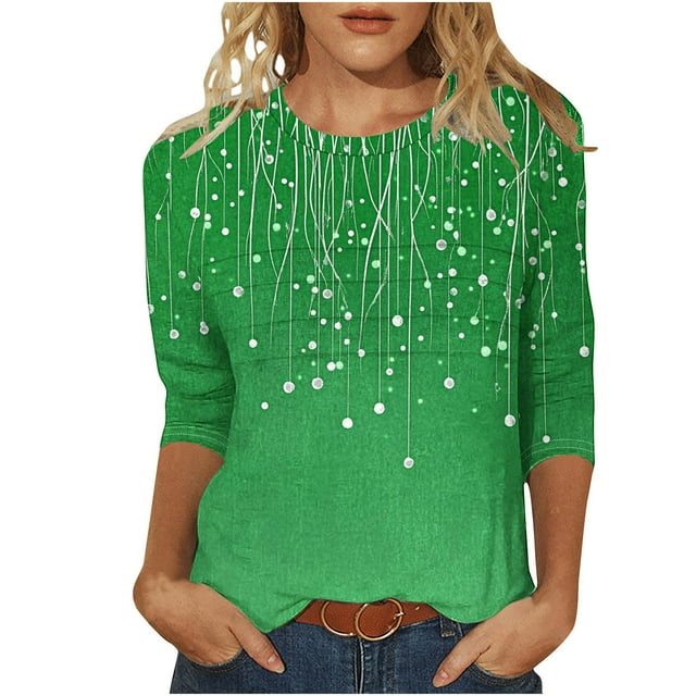 YanHoo T-Shirts à Manches 3/4 Chemises pour Femmes Tuniques à Manches 3/4 pour Femmes T-Shirts Femmes T-Shirts Graphiques Vintage Vintage Manches 3/4 Hauts et Chemisiers pour Dames Liquidation Vente Manches 3/4