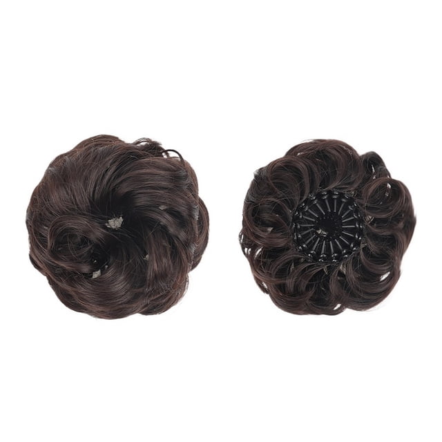 Chignon Désordonné Pièce de Cheveux Synthétique Moelleux en Forme de Nid d'Oiseau Rétractable Ondulé Bouclé Extensions de Cheveux