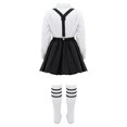 thumbnail image 6 of TiaoBug Kids Girls Uniform Set Short / Long Sleeve Bow Tie Blouse with A-Line Mini Pleated School Type A Black 160, 6 of 7