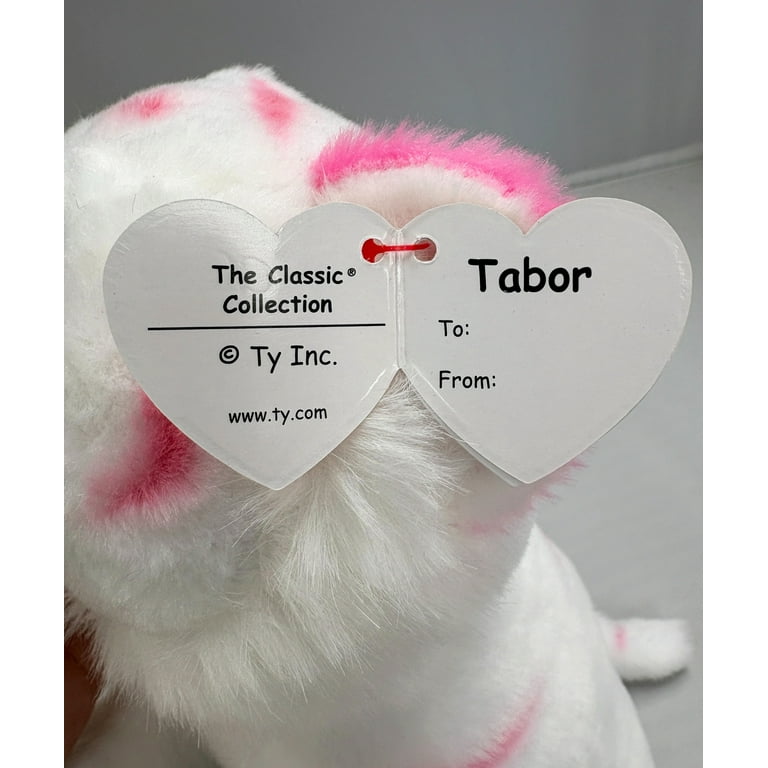 TY- Tabor Tiger Animal De Peluche, Color Pink/White, 10 CM (42150
