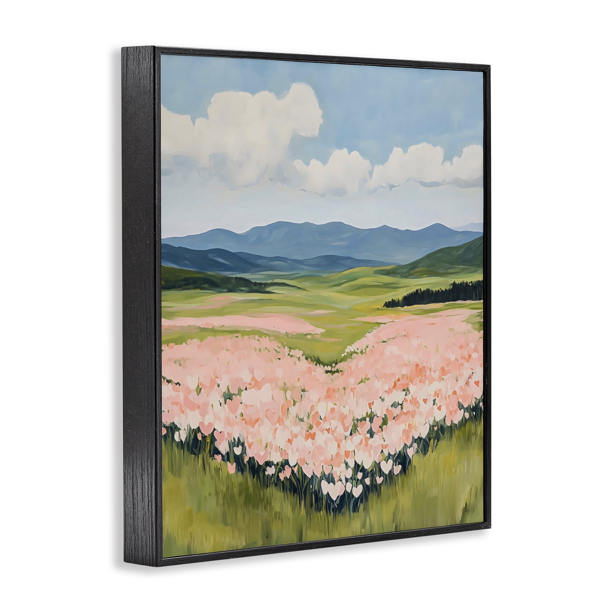 Stupell Industries Heart Shaped Flower Field Black Framed Giclee Art, design by The Prints Vibe