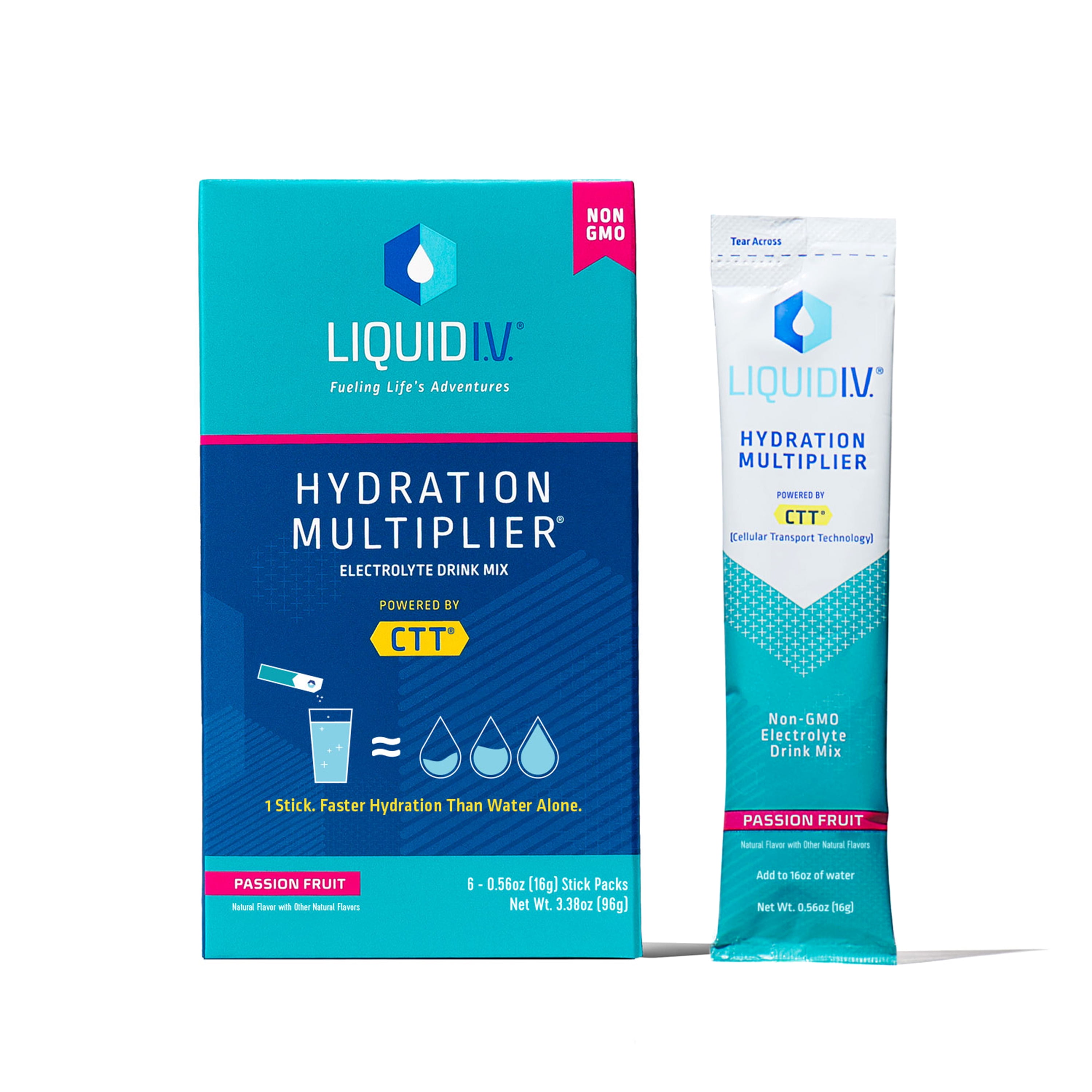 Liquid I.V. Hydration Multiplier Electrolyte Powder Packet Drink Mix, Passion Fruit, 6 Ct
