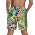 thumbnail image 4 of Uemuo Watercolor Blooming Cactus Pattern Mens Swim Trunks Quick Dry Board Shorts with Mesh Lining, Stretch Beach Shorts Quick Dry No-Chafing Board Shorts-Medium, 4 of 9