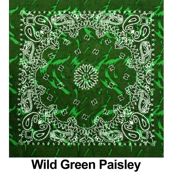 Wild Green Paisley Print Designs Cotton Bandana (22 inches x 22 inches)