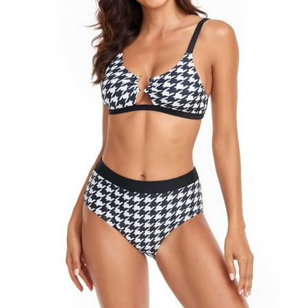 

Finelylove Sexy Swimsuit For Women Padded Sport Bra Style Bikini Black L