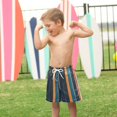 thumbnail image 4 of FORMRS Boys Swim Trunks Quick Dry Mesh Liner Boardshorts Sizes XS-XL, Navy Blue Stripes, 4 of 7
