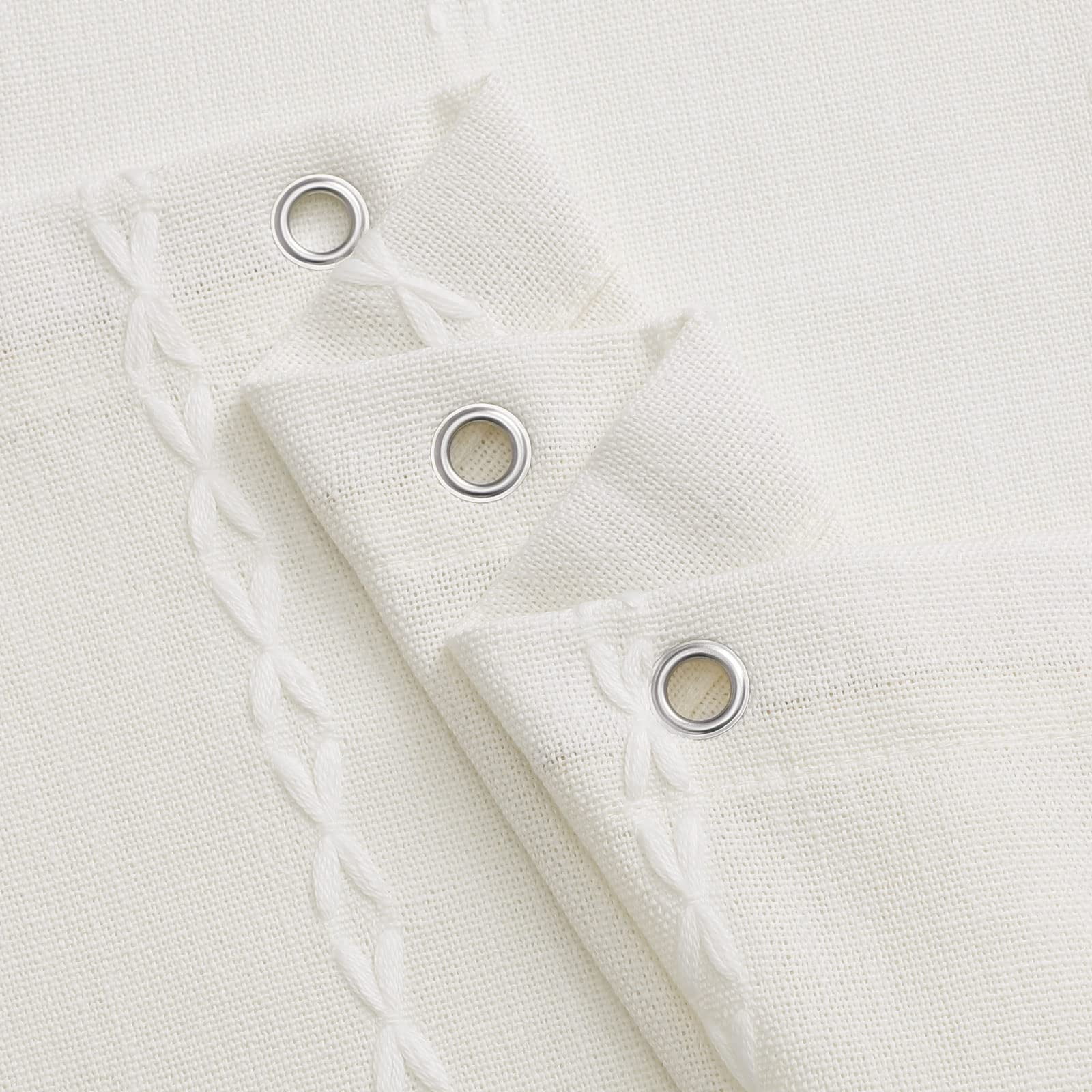 Small Stall Fabric Shower Curtain 36 x 72, White Half Size Narrow Cotton Linen Tassel Cloth Shower Curtains for Chic Modern Farmhouse Country Bathroom Decor
