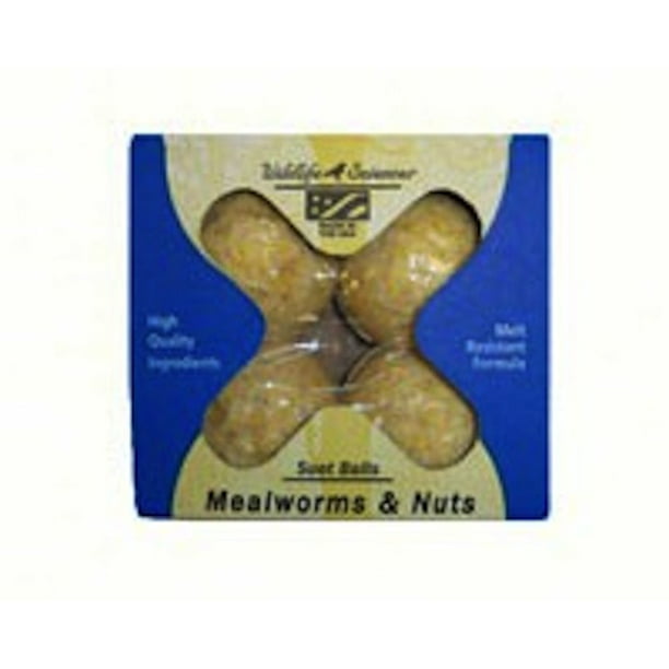 GC Wildlife Science Suet Balls 4 Pack Mealworms & Nuts