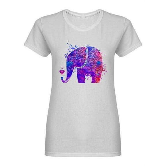 Beautiful Colored Elephant Shaped T-Shirt Women -Image by Shutterstock, Female Large