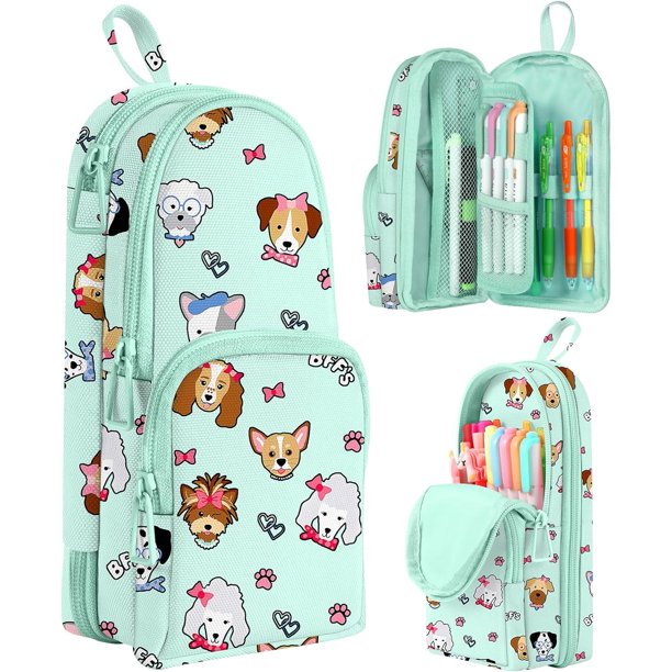 Estuche bonito para lápices, diseño único en 3D con forma de mochila escolar para niñas, niños y mujeres, organizador de papelería de gran capacidad con cremalleras para la escuela y la oficina.