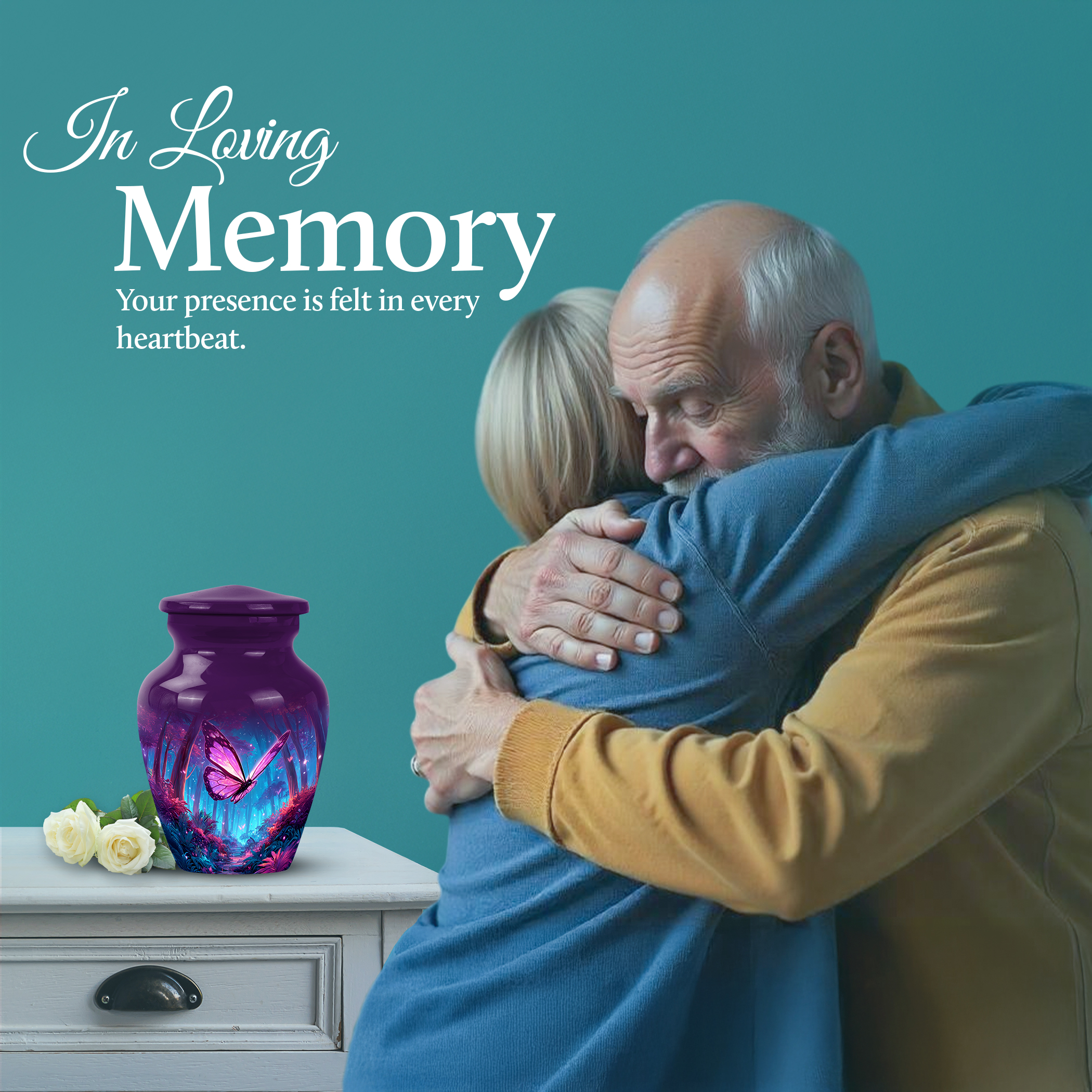 SABURIAL Butterfly Mini Urn for Dad Ashes - Beautiful Handcrafted Keepsake Urn for Male Adult - Perfect Tribute Urns for Honor Your Loved One - Urns for Human Ashes Adult Man - 3 Inch - Pack of 1