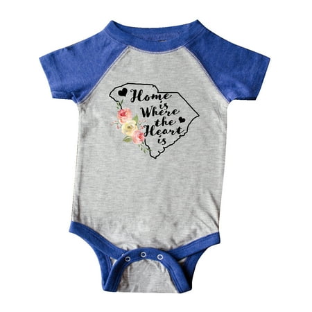 

Inktastic South Carolina Home is Where The Heart is with Watercolor Floral Gift Baby Girl Bodysuit