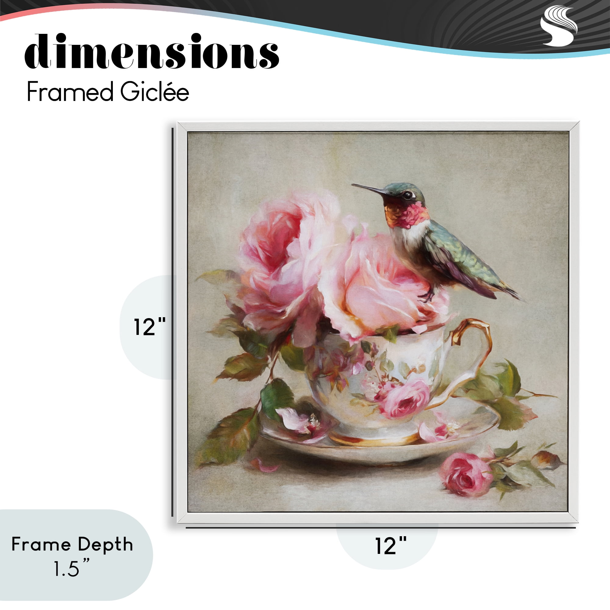 Stupell Industries Hummingbird & Tea Cup White Framed Giclee Art, design by Tina LeCour
