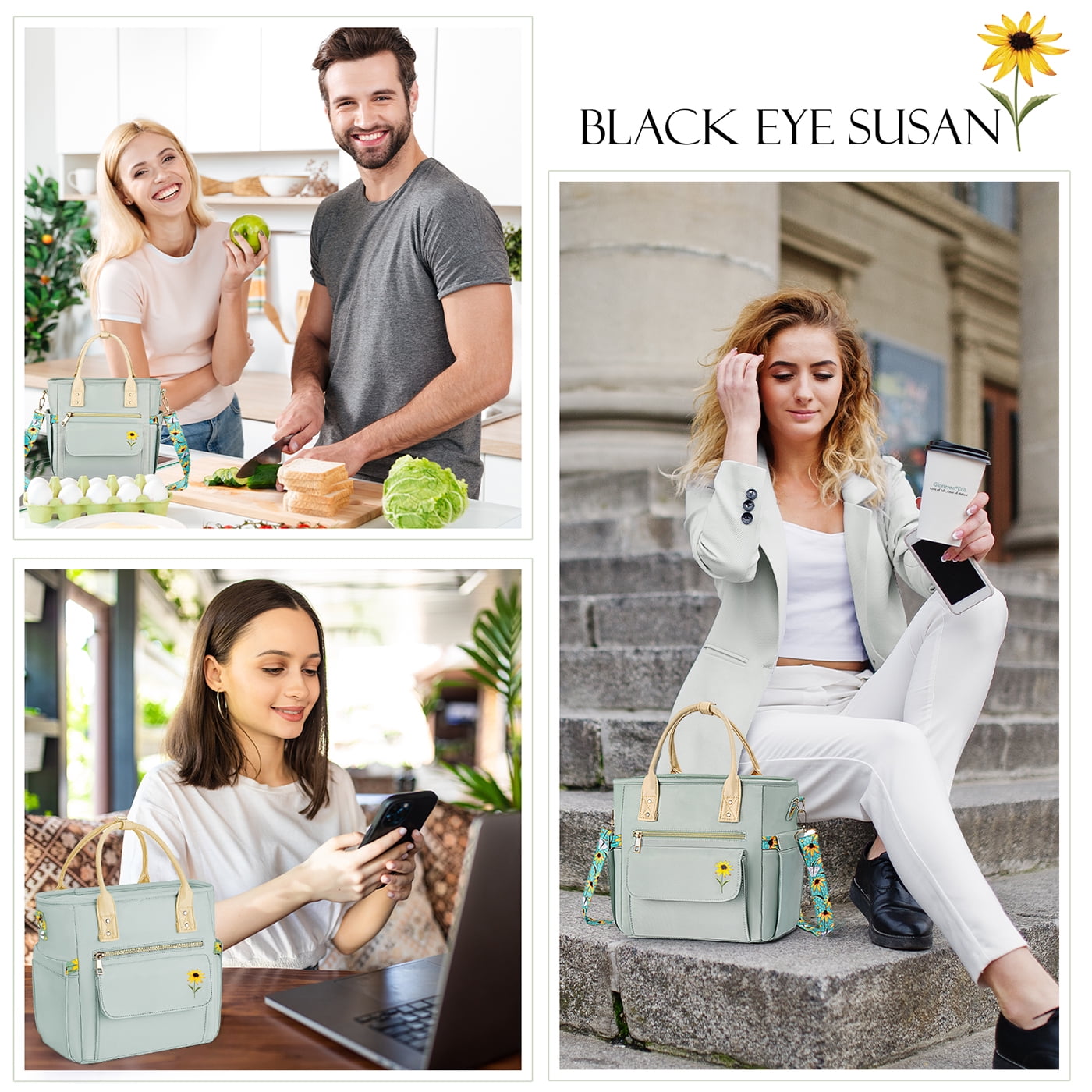 Deluxe Large Insulated Lunch Bag Box Women - Leakproof Waterproof Cooler with Multi Pockets Removable Strap for Work Picnic - Teacher Mothers Day Christmas Birthday Gifts