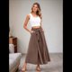thumbnail image 5 of Pantalones de Playa Casuales, Holgados, Estilo Palazzo, de Cintura Alta y Abertura para Mujer, Estilo Bohemio, con Bolsillos para Verano. Marrón S, 5 of 10