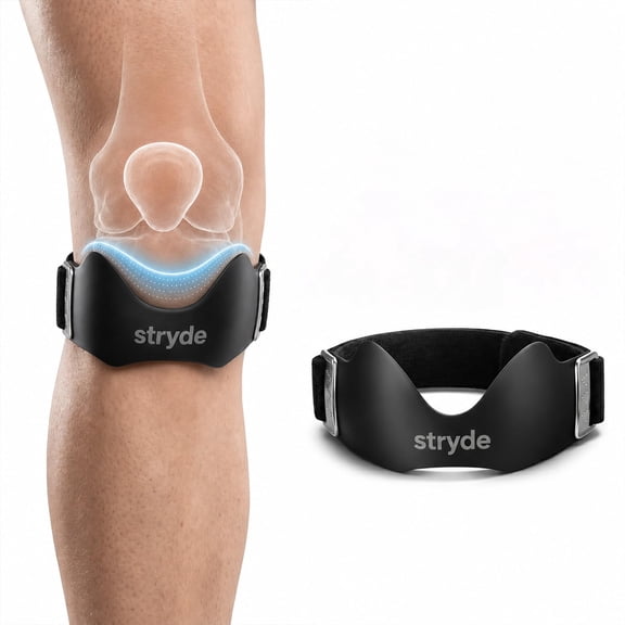 Stryde Precision Knee Strap, 2026 Upgraded Patellar Tendon Support with Silicone Lock-Point Pad, Adjustable Non-Slip Breathable Knee Brace for Running, Cycling & Fitness, One Size