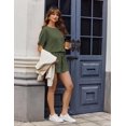 thumbnail image 3 of Wrongduck Women's Elegant Ribbed Romper 2026 Short Sleeve Loose Fit Jumpsuit with Keyhole Back and Pockets Vacation Beach One Piece Outfit, 3 of 13