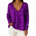 thumbnail image 3 of Hauts Scintillants pour Femmes Printemps 2026 Mode Manches Longues Col en V Décontracté T-Shirt à Sequins Tenues de Soirée, 3 of 8