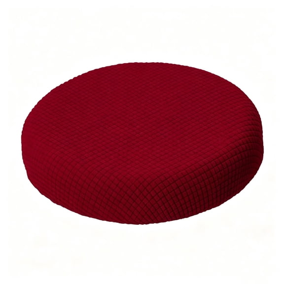Round Barstool Slipcover, Fits 11.8-13.8 Inch Elastic Stool Seat Cover, Soft Breathable Jacquard Cushion Wrap for Vanity Salon Seating, Wine Red, bldnkj