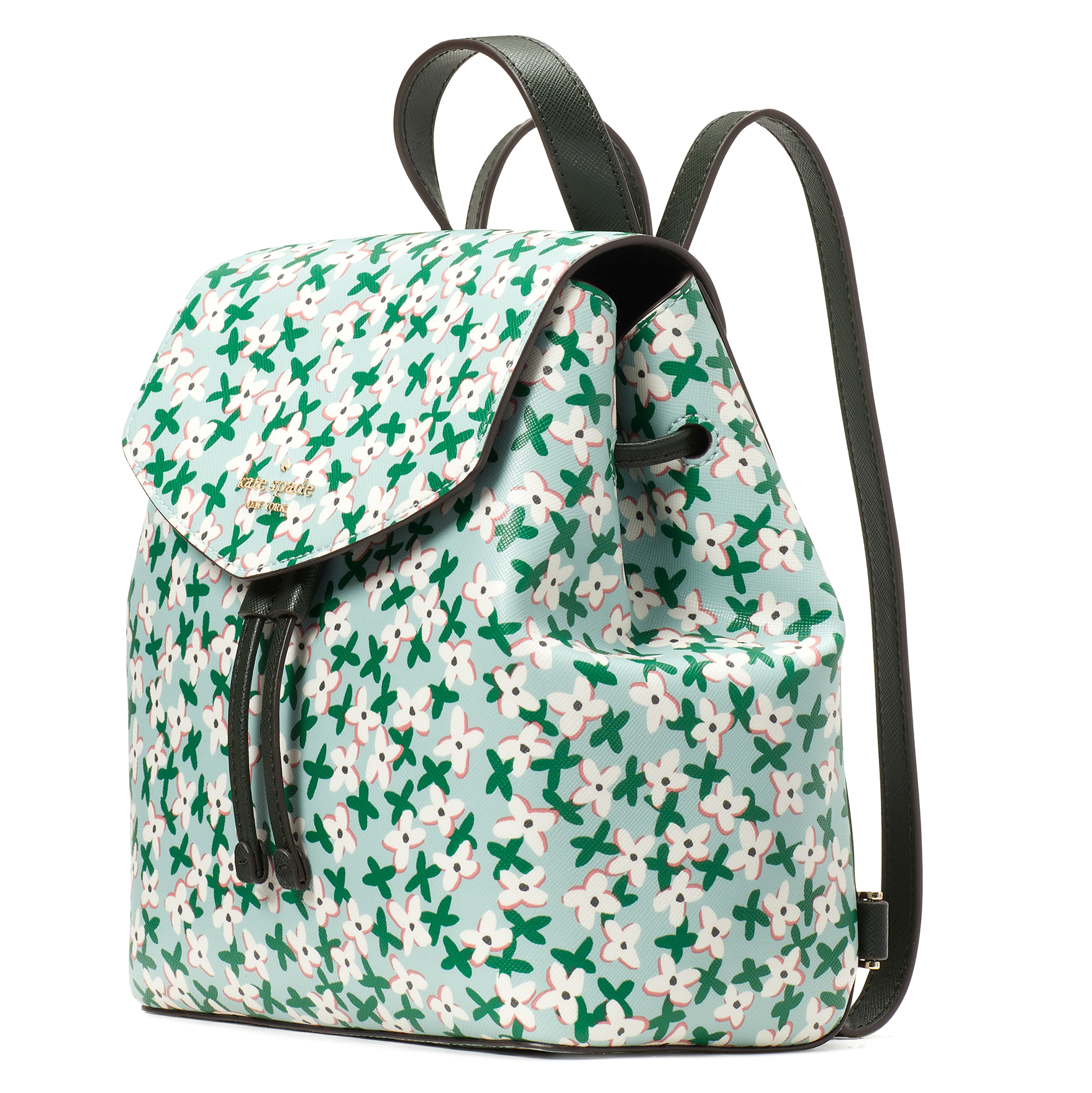 Kate Spade New York Women's Saffiano Leather Lizzie Medium Flap Backpack (Aphrodite Green Multi)