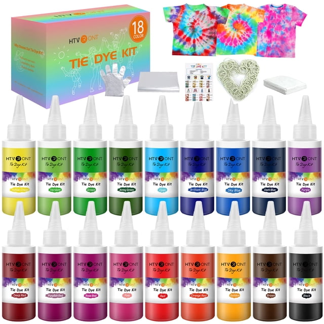 Kit Tie Dye HTVRONT, 18 colores, botellas de 80 ml para niños y adultos
