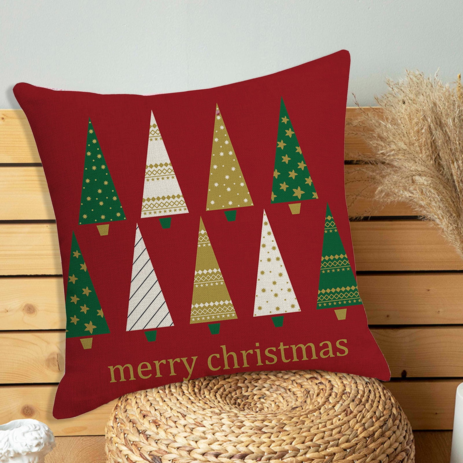 Christmas Pillow Cushion Set, Chenille Fabric Decorative Christmas Pillows,  Christmas Theme, New Year Sofa Couch Pillow 55x55cm22''x22'' 