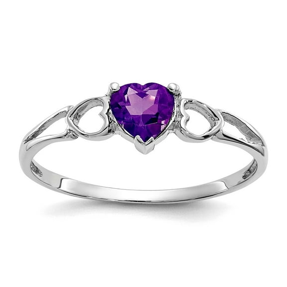 10k White Gold Polished Amethyst Ring Size 6 Ring for Women