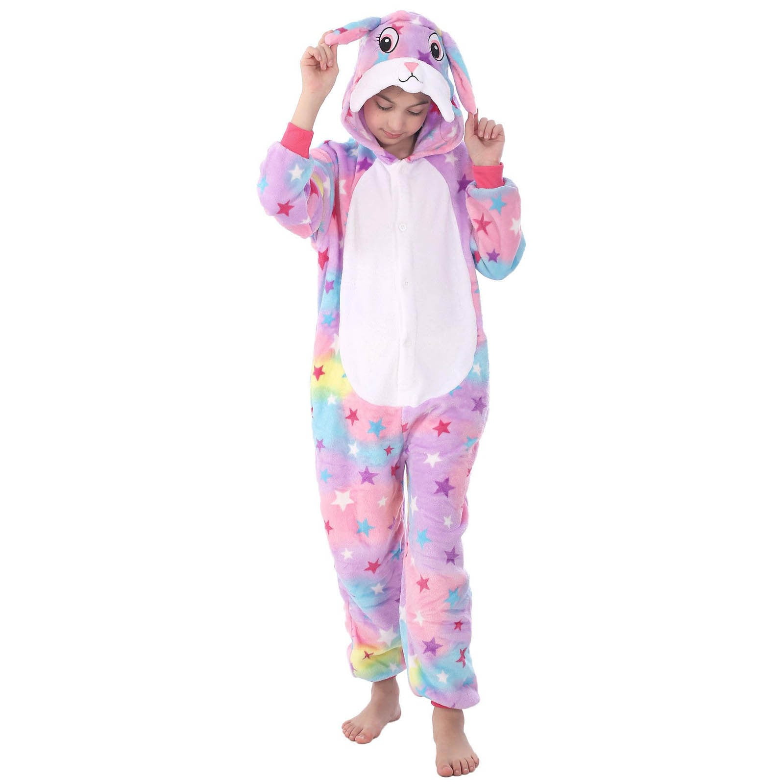 Cethrio Kids Girls Fleece Jumpsuits, Hooded Costumes Cosplay One Piece Onesie Pajamas Purple Size 3-4 T