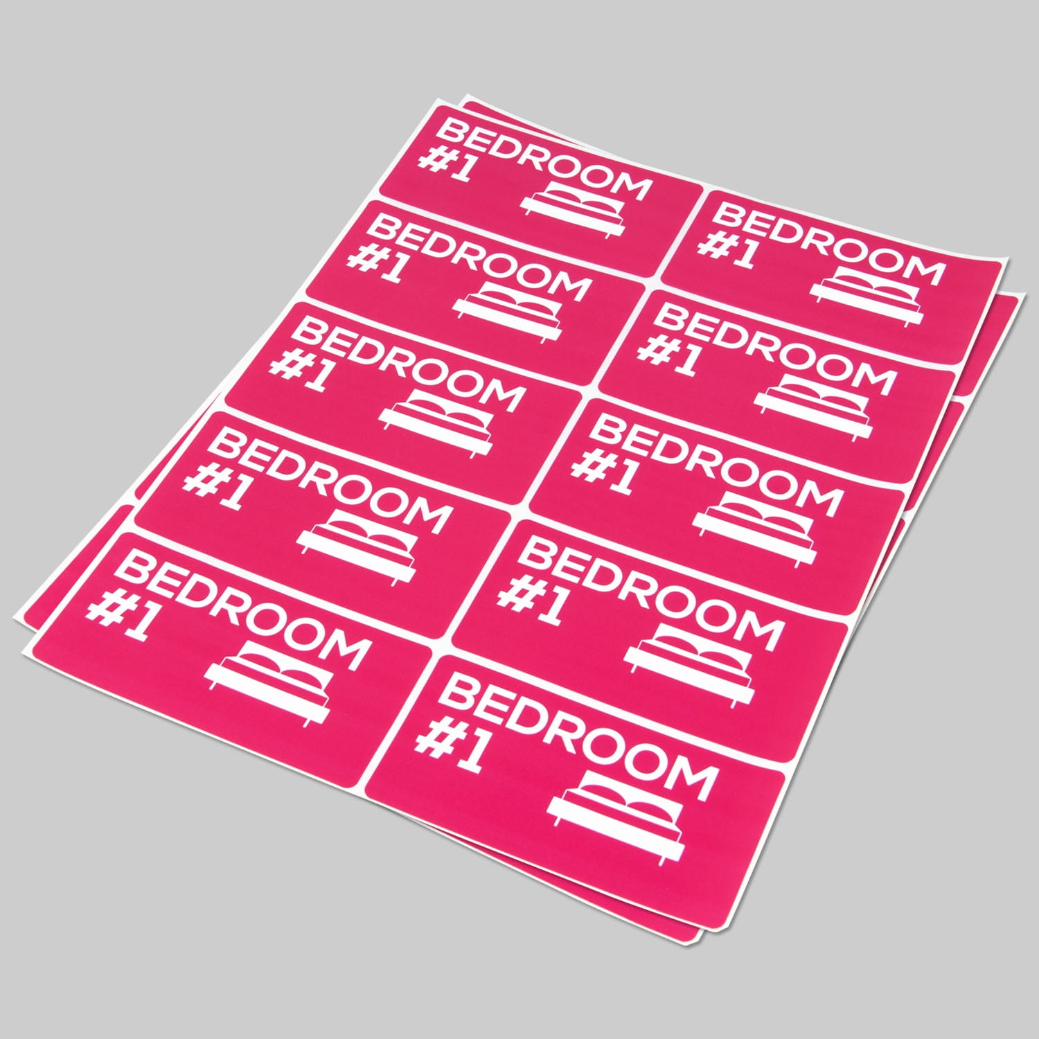 Bedroom 1 Stickers (4 x 2 inch, 10 Labels per Sheet, 60 Sheets, Pink, 600 Labels) for Moving