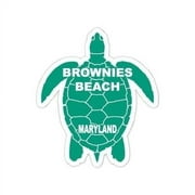 Brownies Beach Maryland Souvenir 4 Inch Green Turtle Shape Decal Sticker