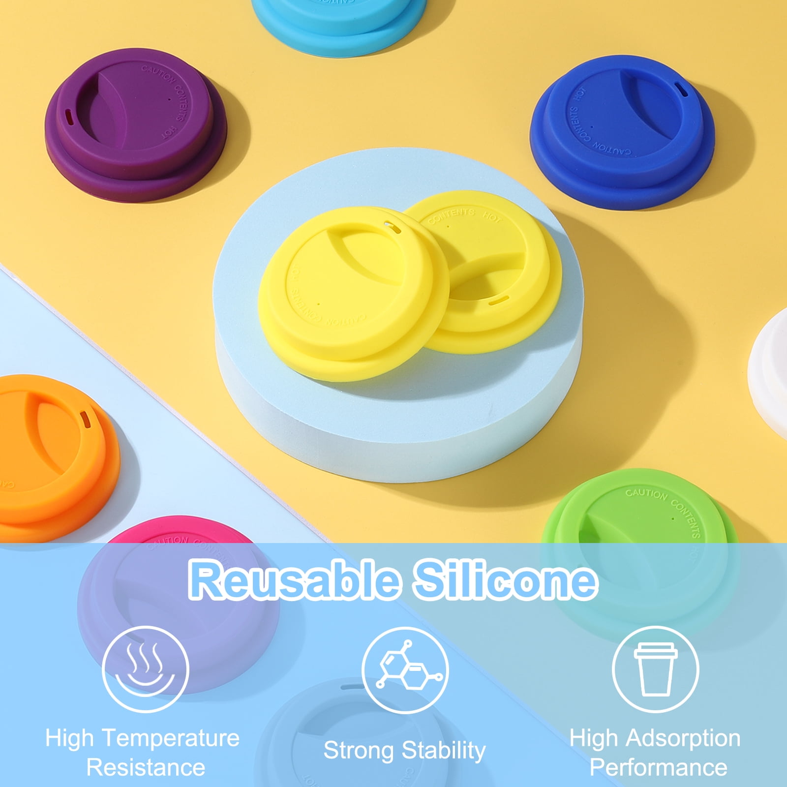 Unique Bargains Silicone Cup Lids Glass Cups Prevent Spills Temperature Black