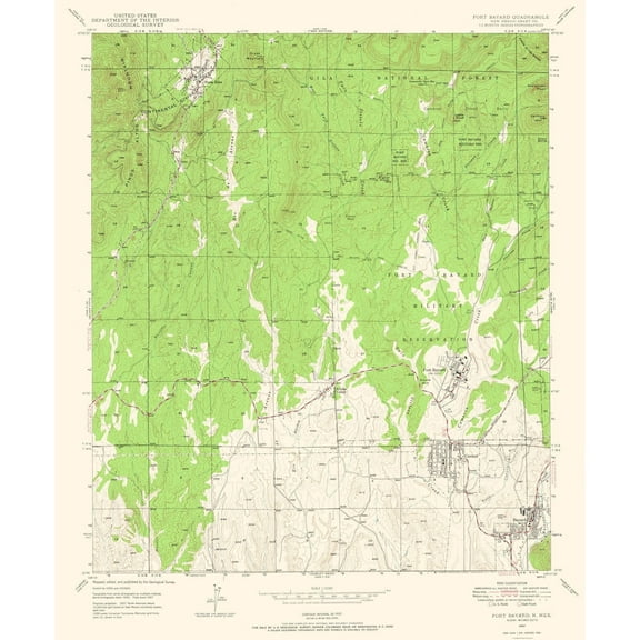 Topographical Map - Fort Bayard New Mexico Quad - USGS 1947 - 23 x 27.75 - Vintage Wall Art
