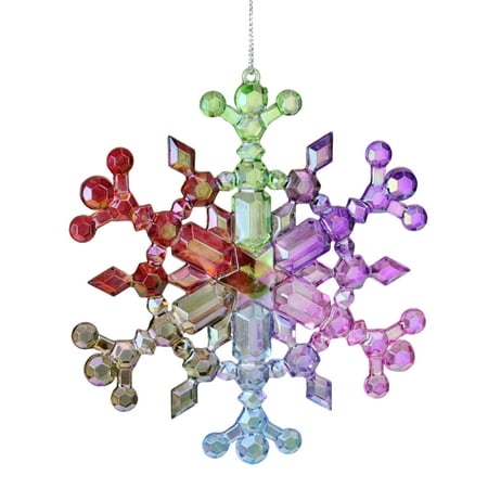Kurt S. Adler 5” Iridescent Rainbow Snowflake Christmas Ornament - Vibrantly