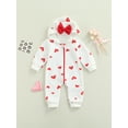 thumbnail image 2 of Newborn Baby Girl Winter Clothes Baby Snow Suit Infant Strawberry Jumpsuit Hooded Romper Snowsuit Warm Fleece Bunting, 2 of 9