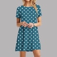 thumbnail image 1 of Liquidation Aujourd'hui Iumwxz Robes à Col Rond à Manches Courtes pour Femmes Tendance Ligne A Décontractée Plissée Robe Courte Robe à Pois Robe d'Invitée de Mariage Robes Habillées pour le Bureau, 1 of 6