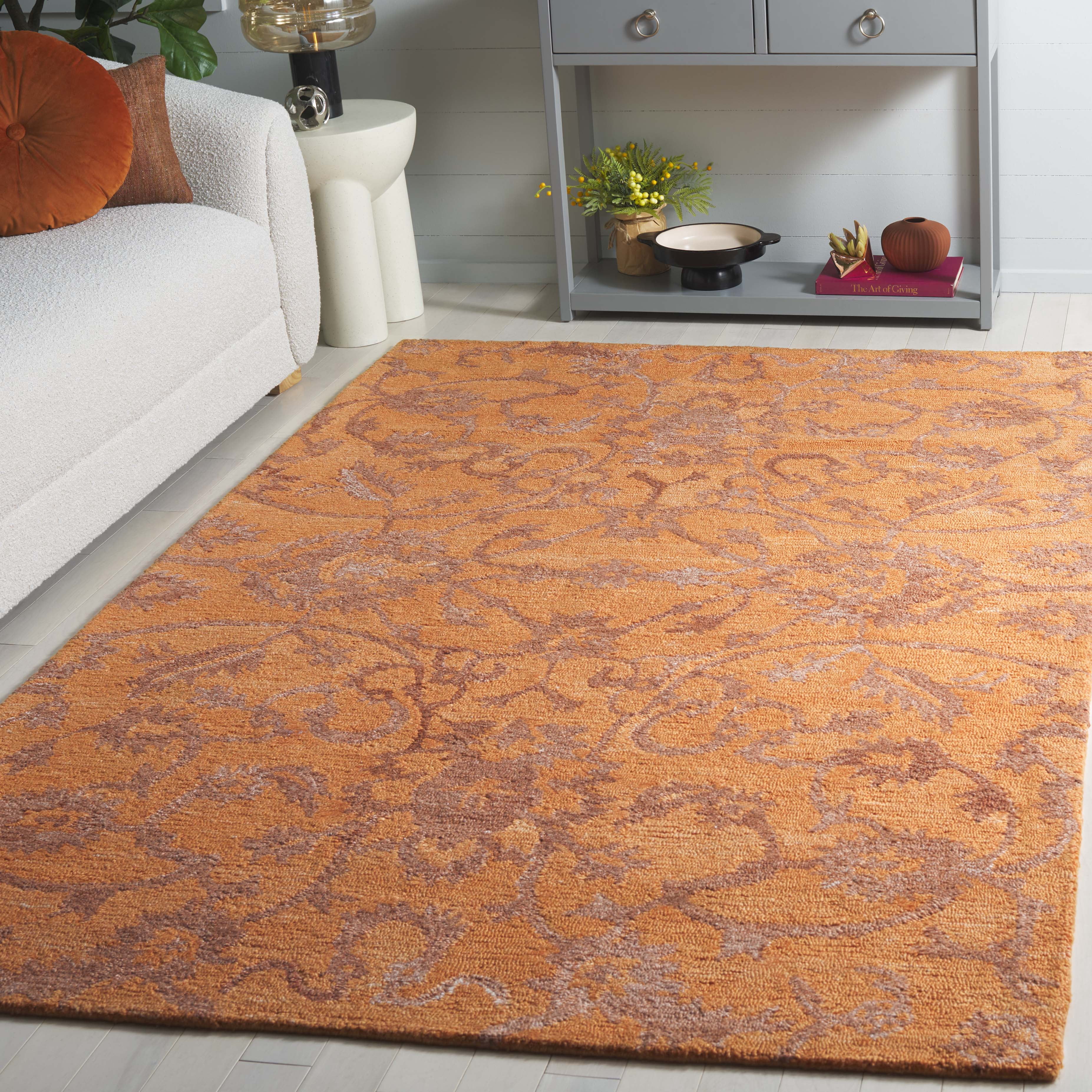 SAFAVIEH Anatolia Jamaar Floral Area Rug, Rust, 6' x 6' Square