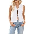 thumbnail image 1 of JGGSPWM Cardigan Sans Manches en Tricot à Nouer Ouvert devant pour Femmes Blanc m, 1 of 7