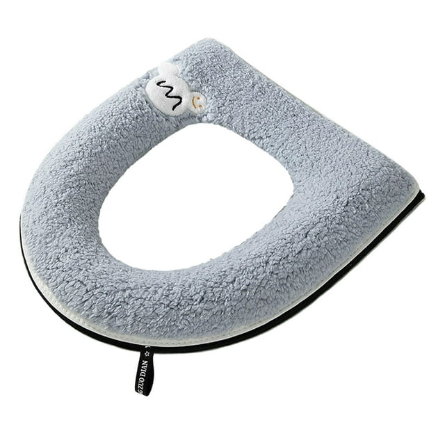 SDNall Toilet Seat Cover, Soft Toilet Seat, Toilet Seat Handle, Thickened Toilet Seat with Carrying Handle Complete Coverage Winter Warm Household Toilet Seat Removable Waterproof Toilet Seat