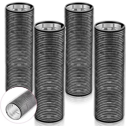 BlinkLLX 4 Pcs Long Hair Rollers for Bangs Aluminum Core Curlers Thermal Self Grip Roller for Long and Medium Hair Women Hairstyle(4.7 x 2 Inch,Black)