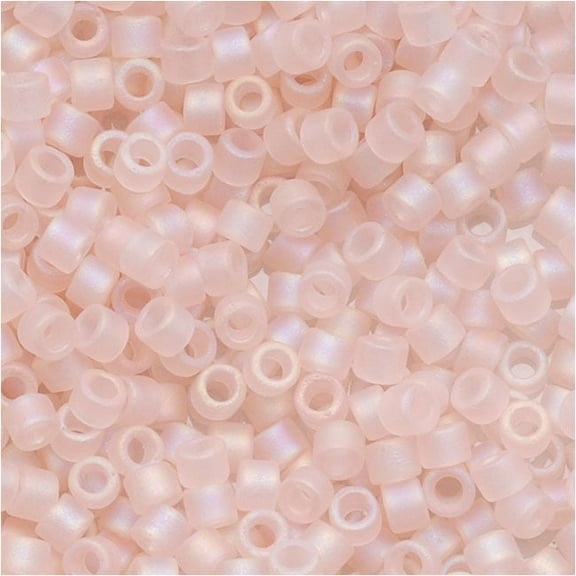 Miyuki Delica Seed Beads, 11/0, 7.2 Grams, Matte Transparent Pink Mist AB DB868